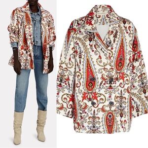 Mara Hoffman Levine Paisley Quilted Double Breasted Coat Size XS